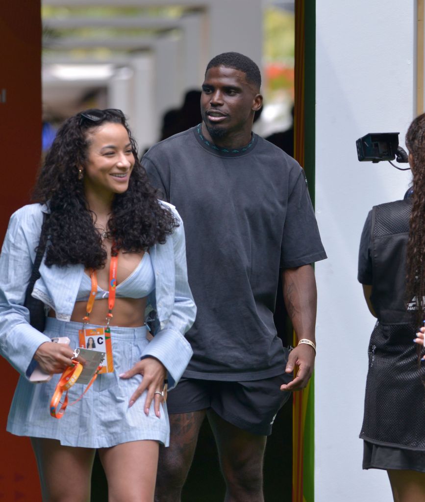 Dolphins NFL player Tyreek Hill attends the 2025 Miami Open at Hard Rock Stadium in Miami Gardens, Florida on March 23, 2025.