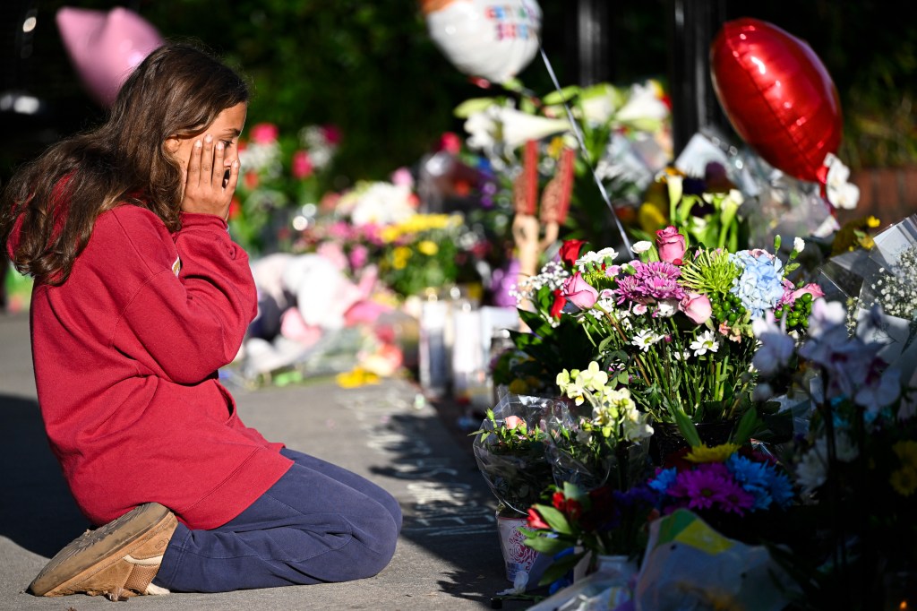 Student honors the deceased and injured students near the scene of a shooting at the Florida State University student center on April 18, 2025 in Tallahassee, Florida. 