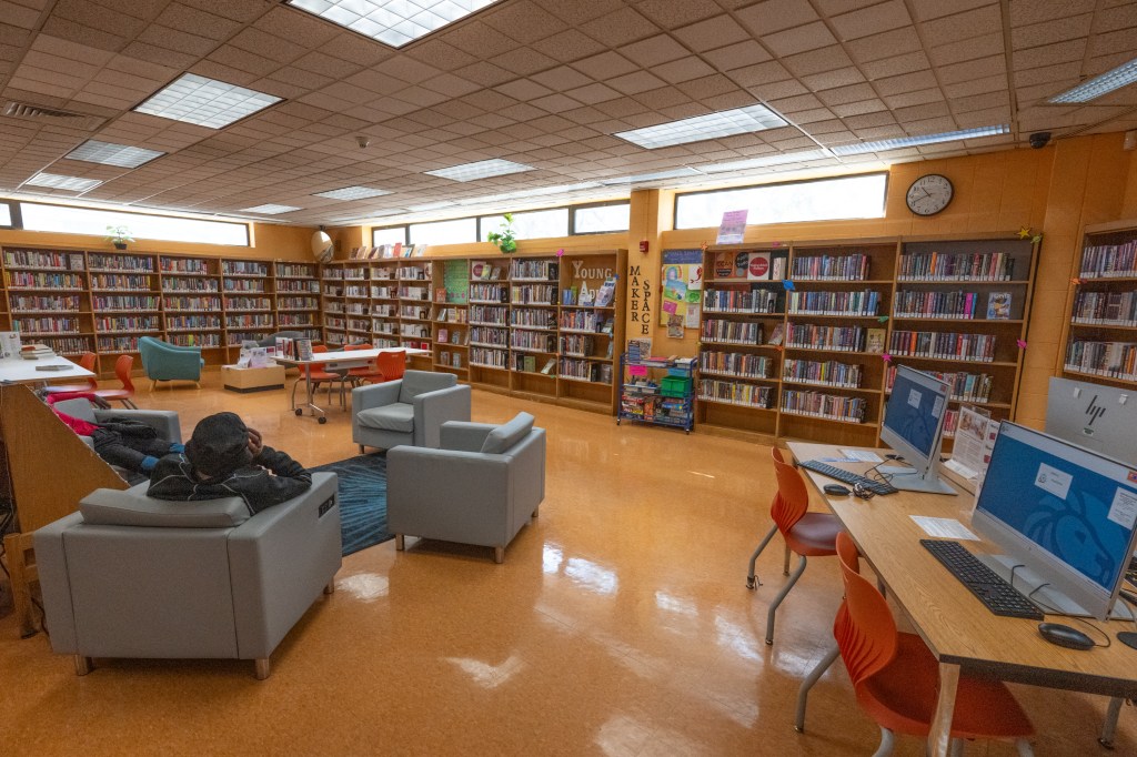 the interior of the eastchester public library in the bronx
