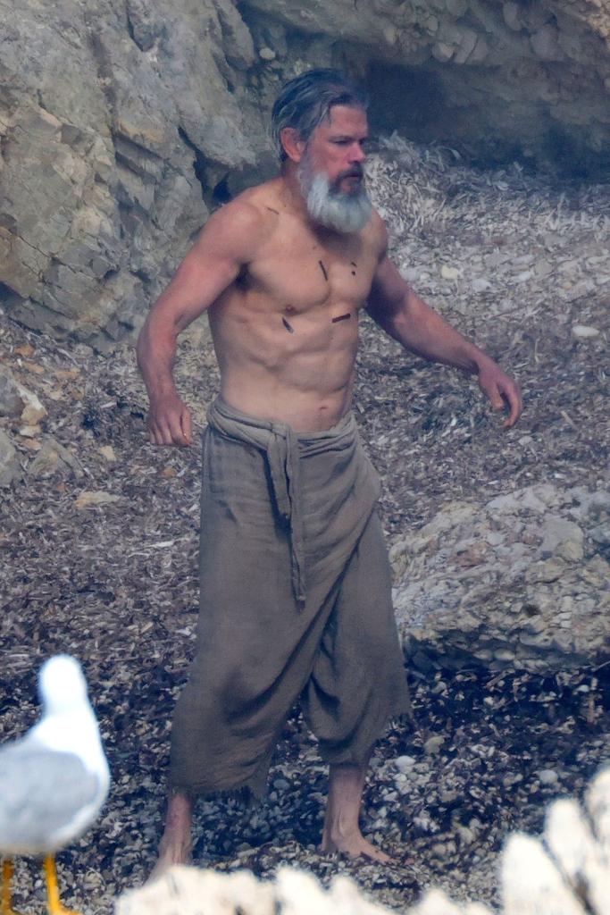 Matt Damon shooting "The Odyssey."