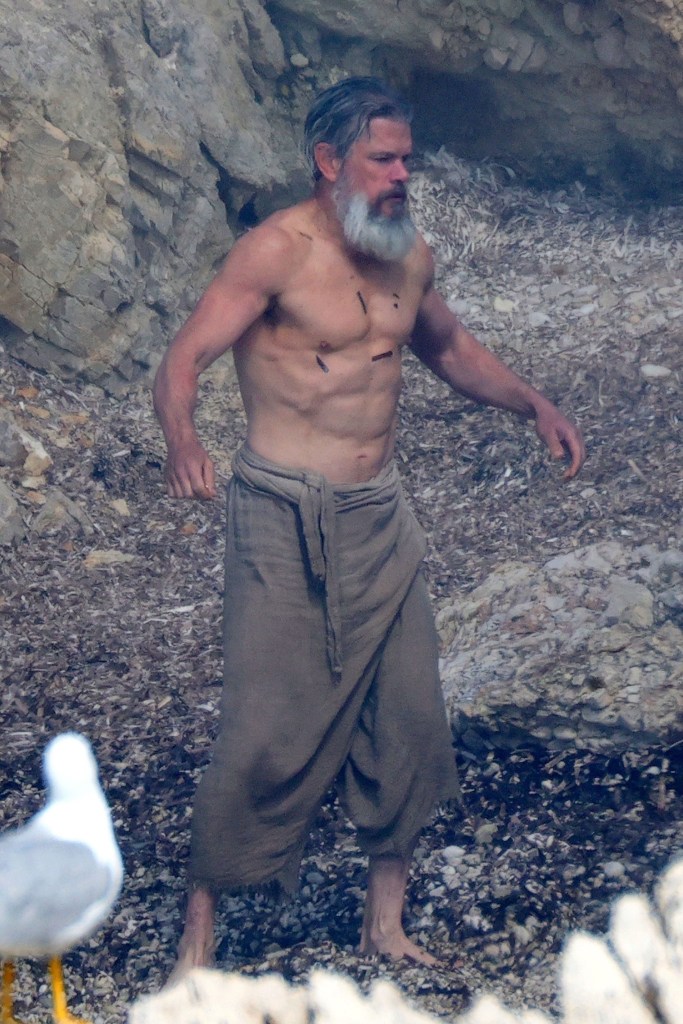 Matt Damon shooting "The Odyssey."