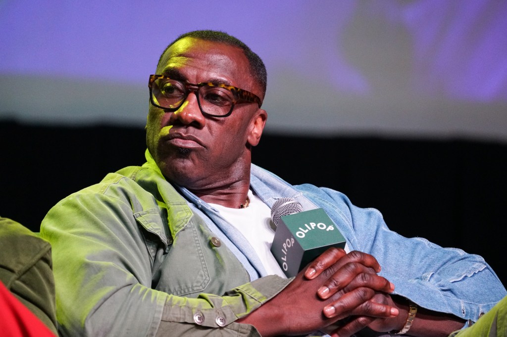 Shannon Sharpe speaks onstage during the Nightcap Summer Sessions at Buckhead Theatre on August 22, 2024 in Atlanta, Georgia. 