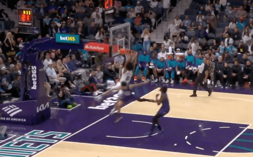 Jaylen Wells was fouled hard on the play.