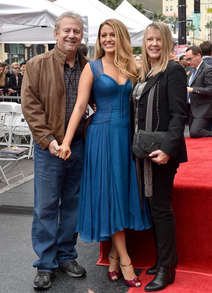 Actress Blake Lively, father Ernie Lively and mother Elaine Lively attend the ceremony honoring Ryan Reynolds with a Star on the Hollywood Walk in 2016.