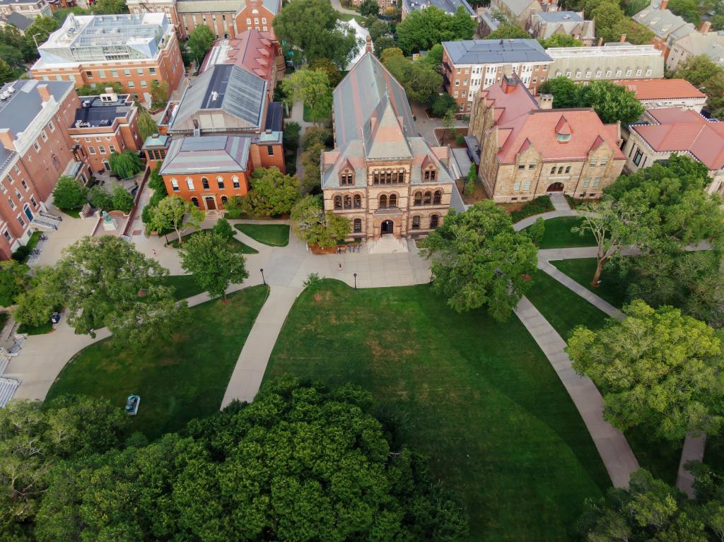 Brown University campus and the First Church of Christ, Scientist in College Hill, Providence, Providence, Rhode Island, United States.
