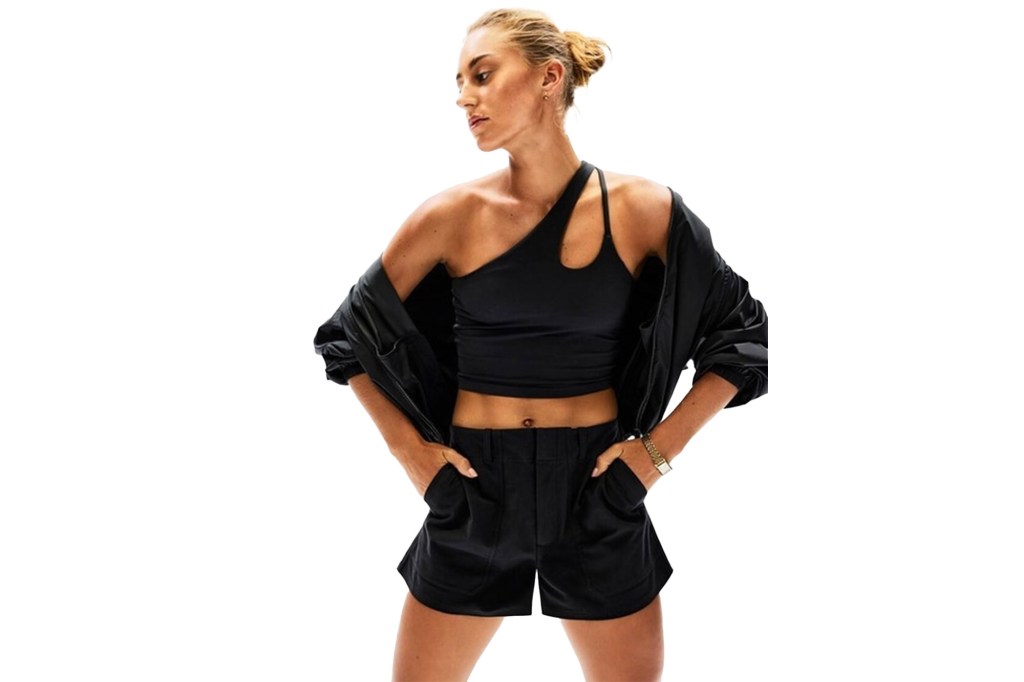 Woman wearing an all black look. 