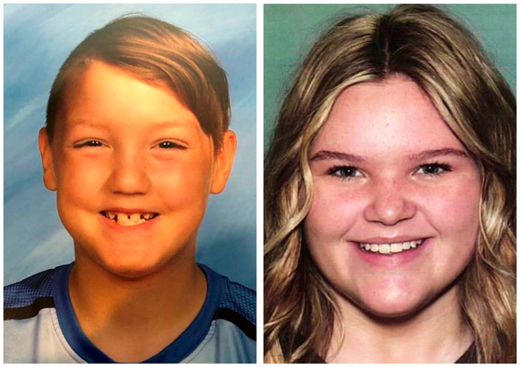 Undated combination photo of missing children, Joshua Vallow and Tylee Ryan, with their mother Lori Vallow who was convicted for their disappearance.