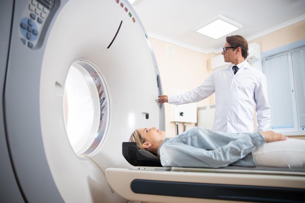 Woman getting CT scan
