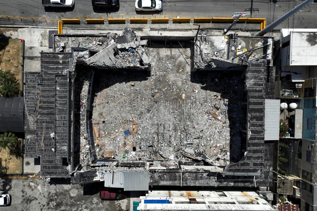A drone view shows the site of Jet Set nightclub roof collapse, in Santo Domingo, Dominican Republic, April 11, 2025.