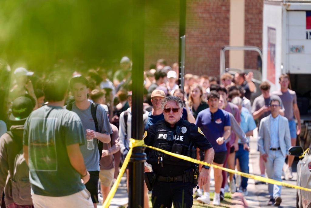 Evacuees on FSU campus after a mass shooting occurred Thursday.