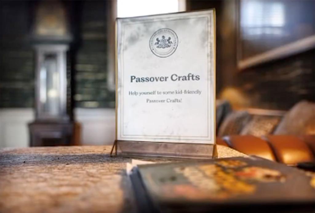 A photo of a burnt Passover craft sign in Shapiro's home.