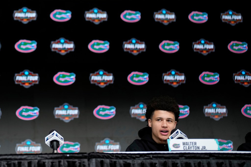 Walter Clayton Jr. speaks to the media on April 5, 2025.
