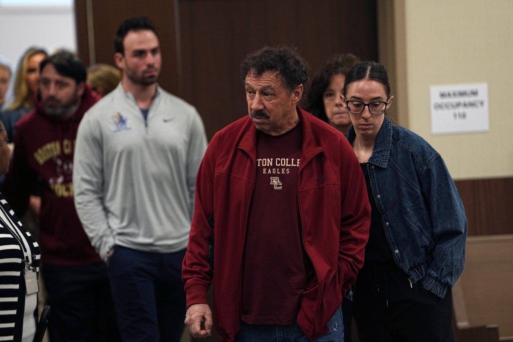 Gary Gaudreau, the father of Johnny and Matthew, walking into the county courthouse on April 15, 2025.