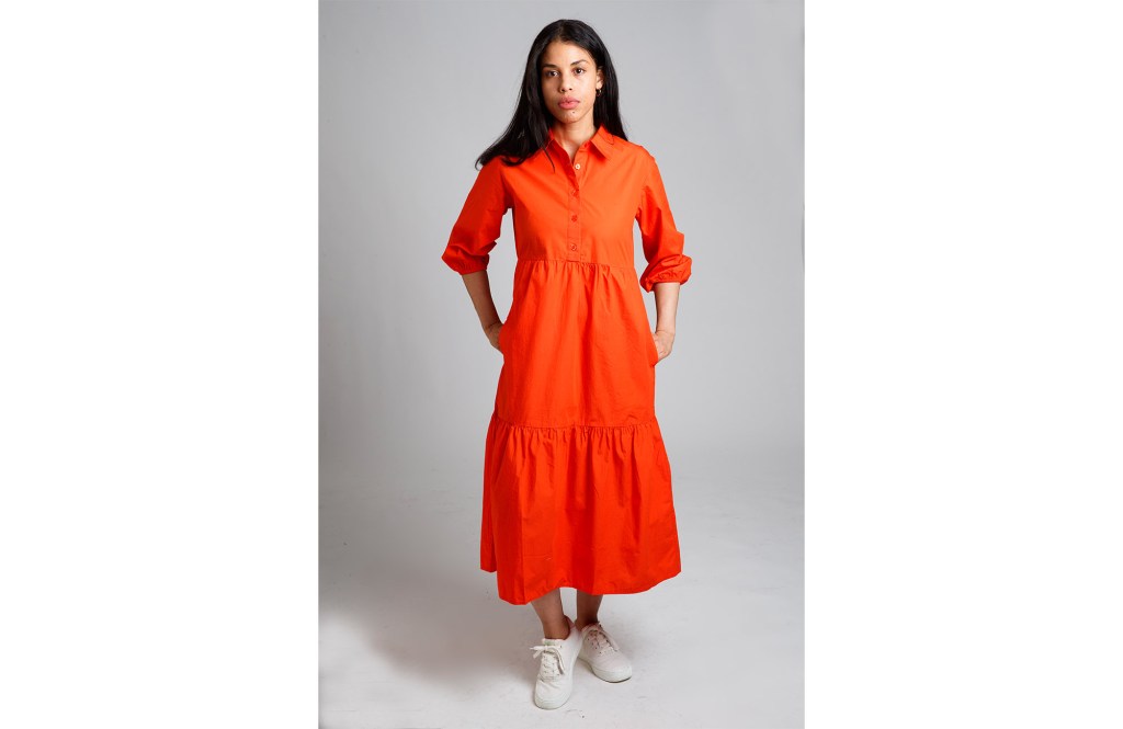 Woman in Quince dress.