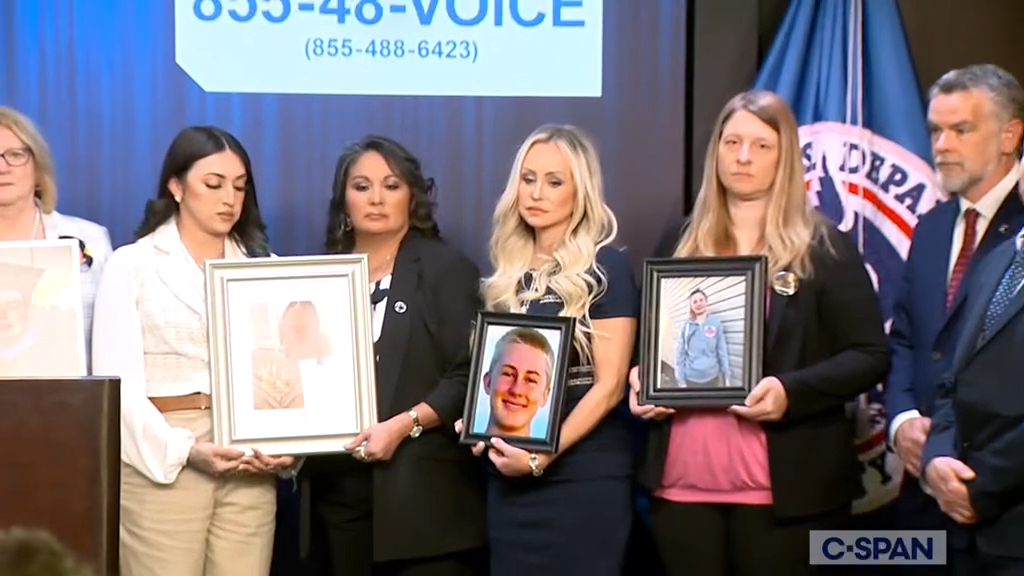 Homeland Security Secretary Kristi Noem Speaks on  Stage with Victims Family Members of Immigrant Crime April 9, 2025
