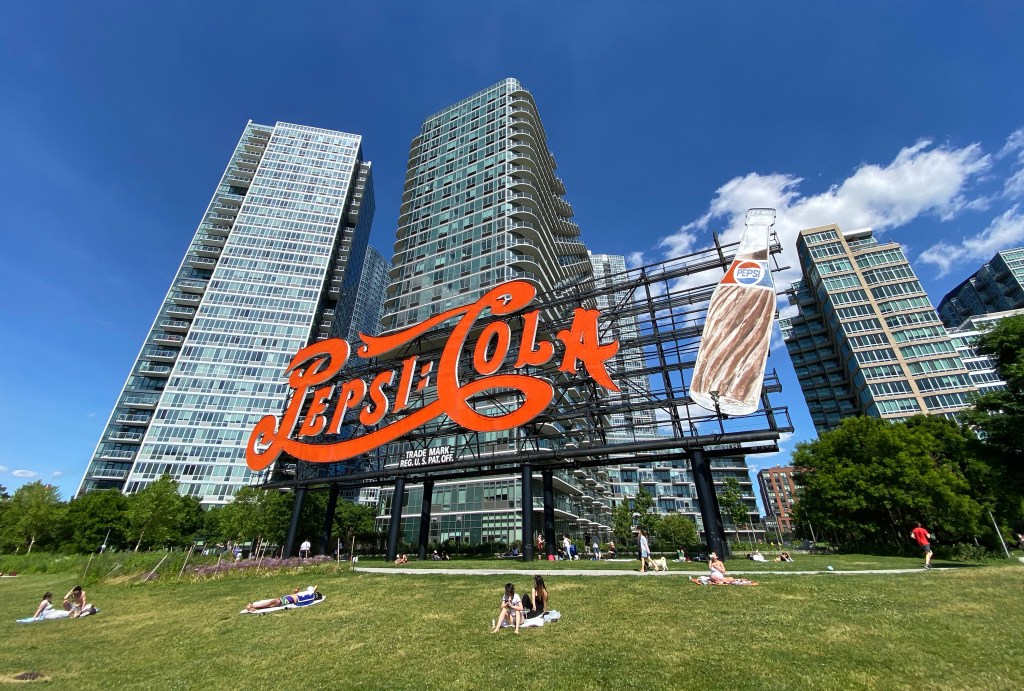 The famous Pepsi Cola sign along the Long Island City waterfront.