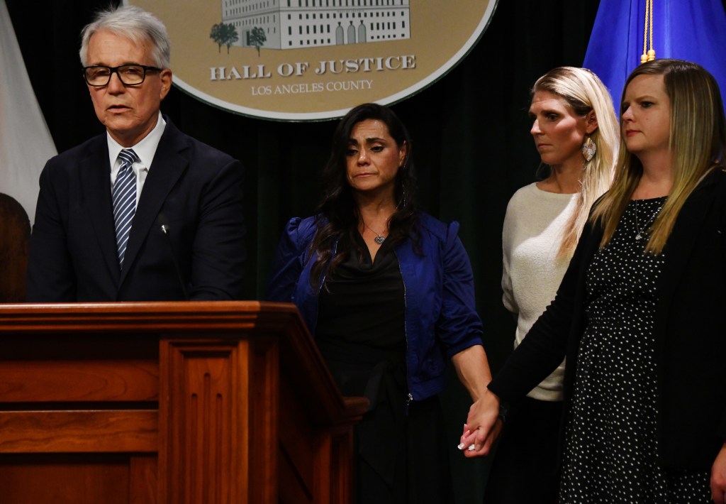 Members of the Menendez Family and the Los Angeles District Attorney's office hold a press conference to announce the resentencing recommendation for Erik and Lyle Menendez.