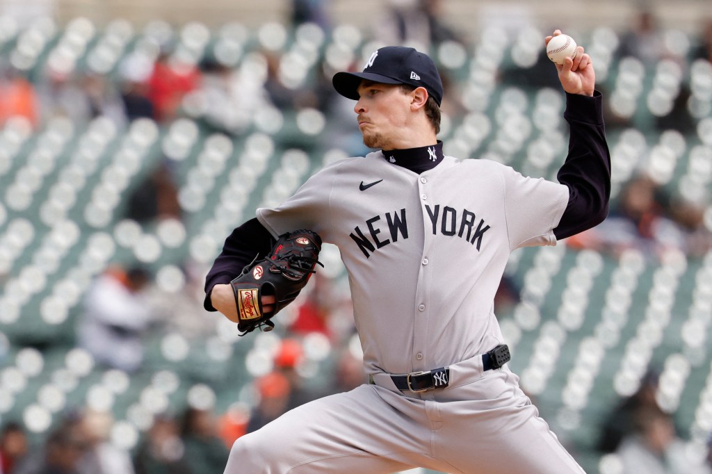 Max Fried throws a pitch during the Yankees' win against the Tigers on April 9.