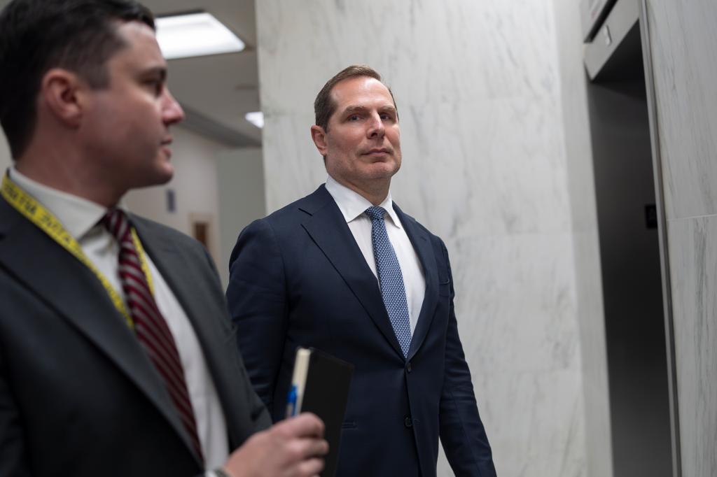 Pete Marocco, a political appointee focused on gutting USAID, departs after briefing the House Foreign Affairs Committee behind closed doors, on Capitol Hill in Washington, Wednesday, March 5, 2025. 