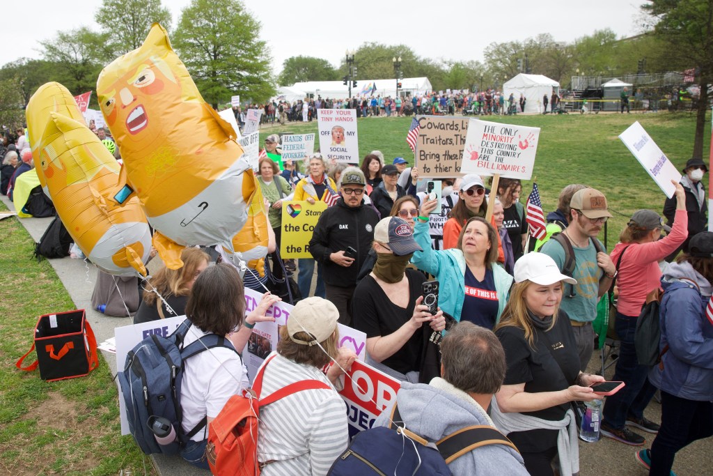 The event featured speeches — while Trump was out of town in Florida. 