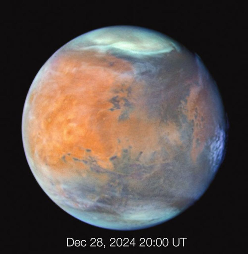Mars as captured by the Hubble Space Telescope.