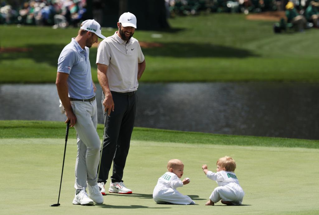 Sam Bruns (l.) and his son Bear joined Scottie and Bennett Scheffler on April 9, 2025.