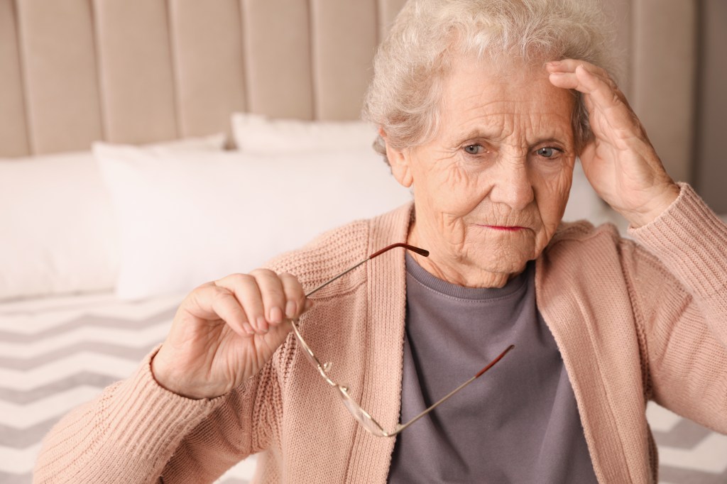 A senior woman with dementia. 