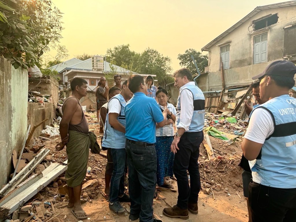 UN aid chief visited the damaged areas Saturday.