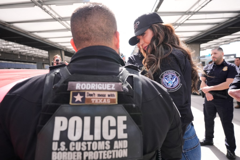 Homeland Security Secretary Kristi Noem tours the San Ysidro Port of Entry at the US-Mexico border in San Diego, Calif. on March 16, 2025. 