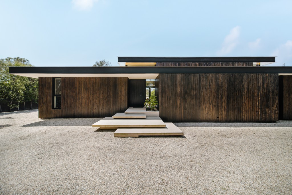 The entrance to the ultra-modern home.