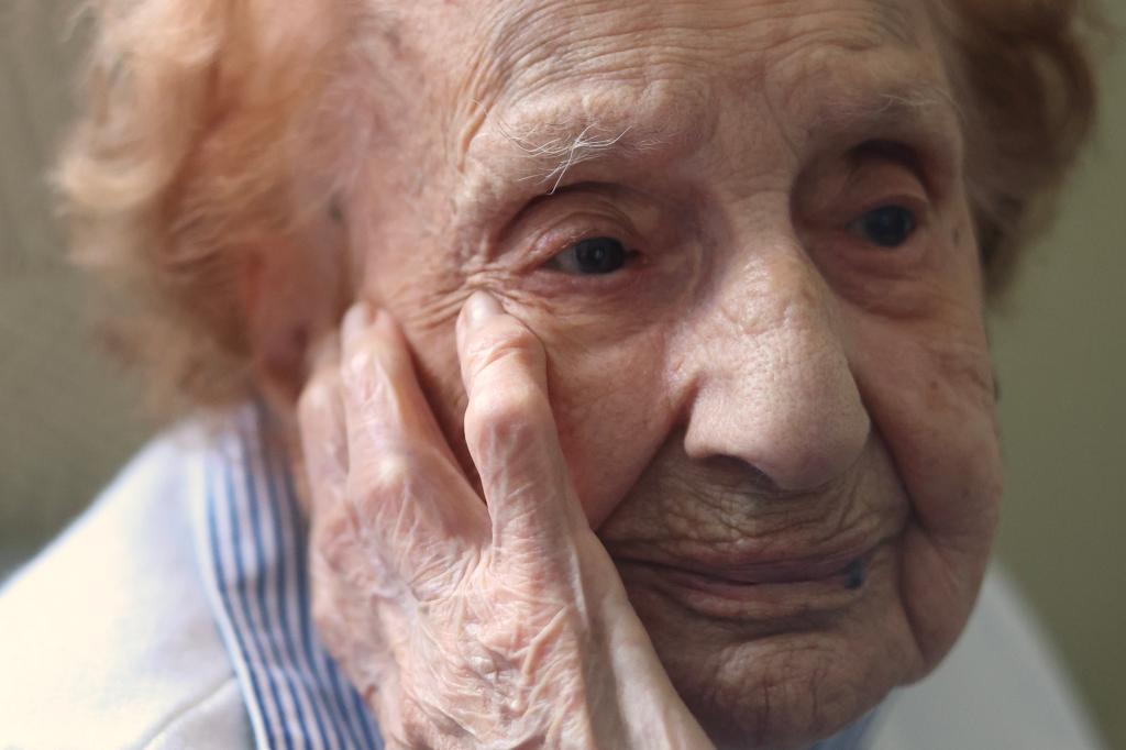 112-year-old Sister Francis D. Piscatella, world's oldest nun, posing for a portrait in her room at the Sisters of St. Dominic of Amityville