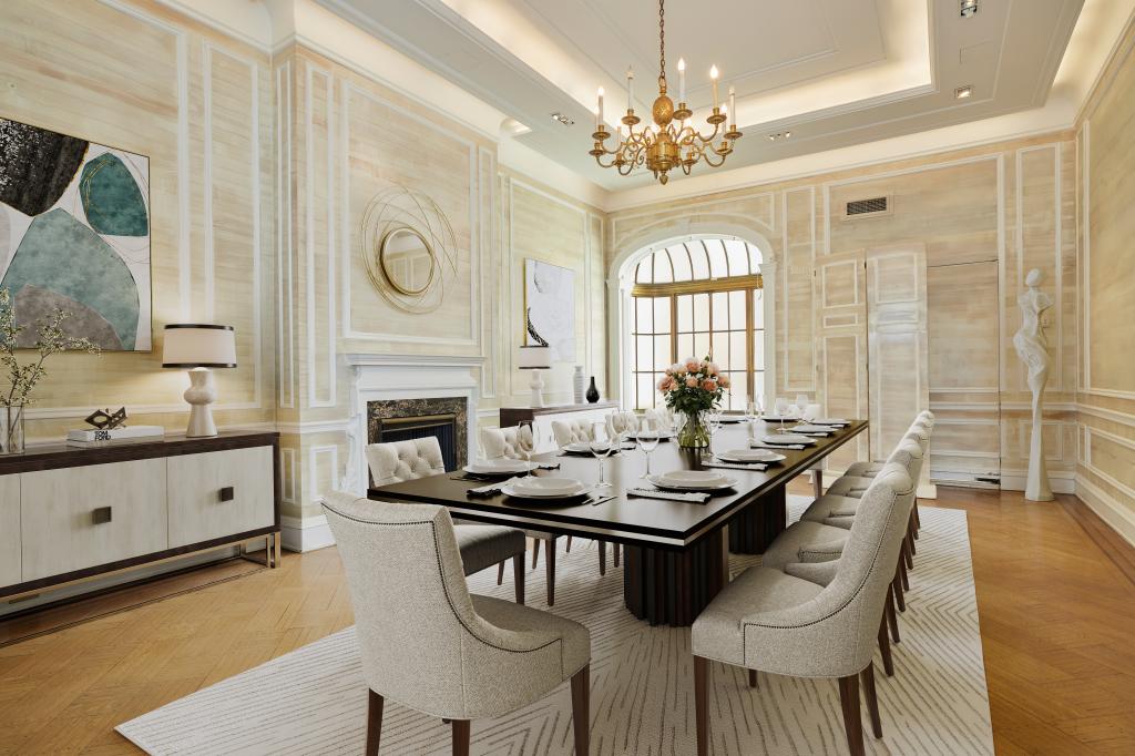 The large dining room an entertain more than a dozen guests.
