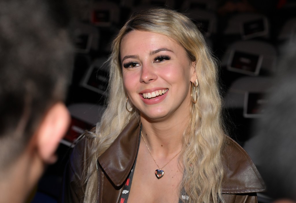 Social media star Hailey Welch, also known as 'hawk tuah girl,' attending the weigh-ins of Mike Tyson vs Jake Paul and Katie Taylor vs Amanda Serrano at the Premiere Boxing Championship in Irving, Texas