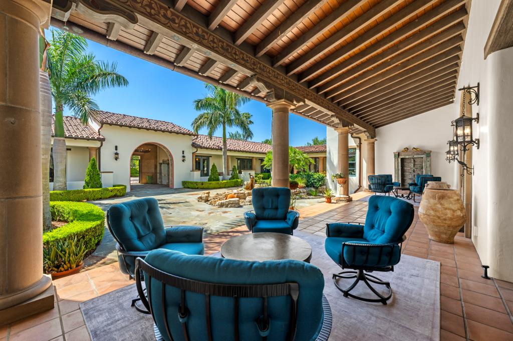An outdoor lounge area.