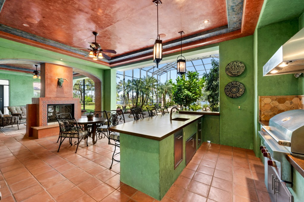 The outdoor kitchen.