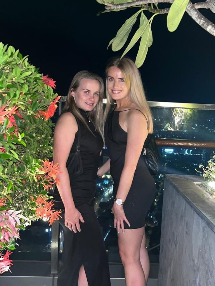 Bethany and Simone, lifelong friends from Orpington, Greater London, during a night out