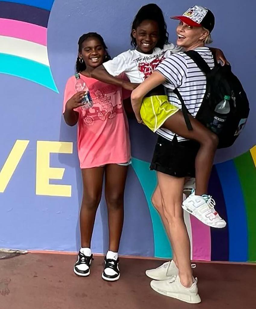 Charlize Theron and her children.