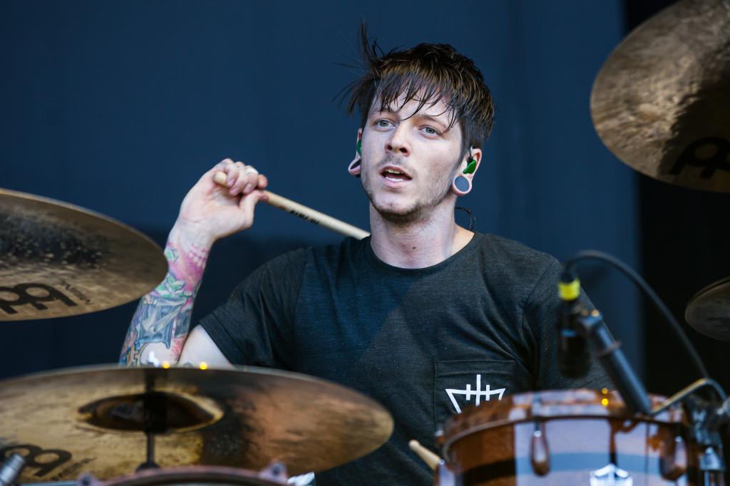 Drummer Daniel Williams performs with The Devil Wears Prada at the Rockstar Energy Drink Mayhem Festival at San Manuel Amphitheater in San Bernardino, Calif. on June 30, 2012.