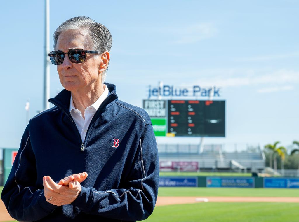 Boston Red Sox owner John W. Henry attends spring training at Jet Blue Park at Fenway South.