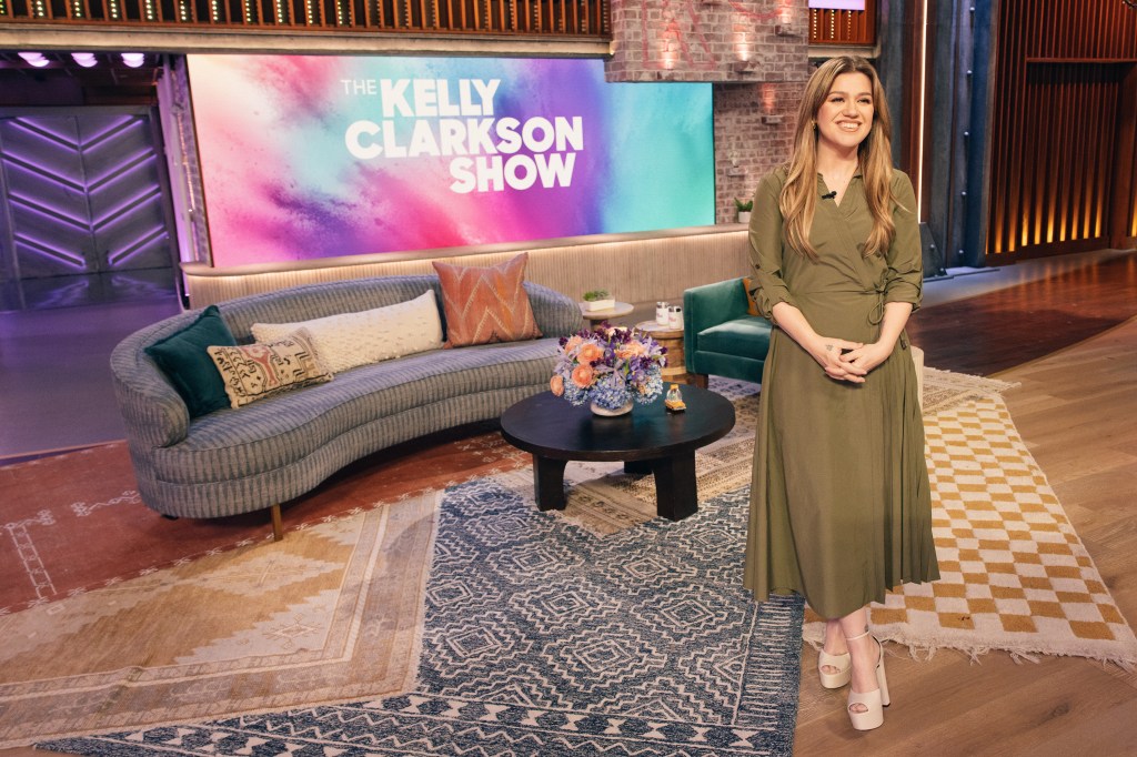 Kelly Clarkson on the set of her talk show in New York City