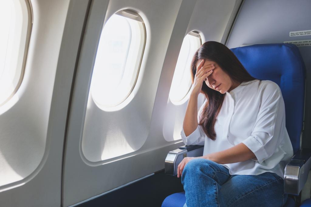 An annoyed plane passenger. 
