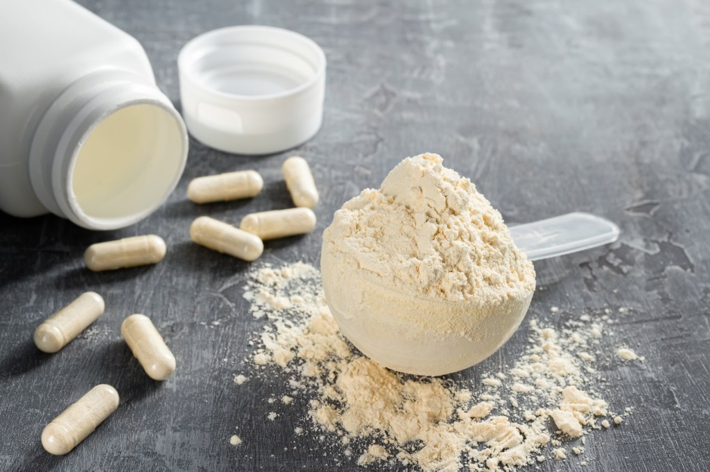 Taurine is a common ingredient in protein powders like the one shown here.