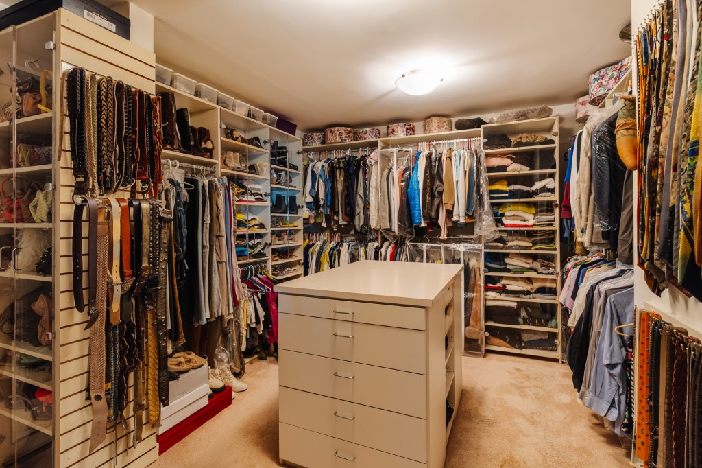 A walk-in closet. 