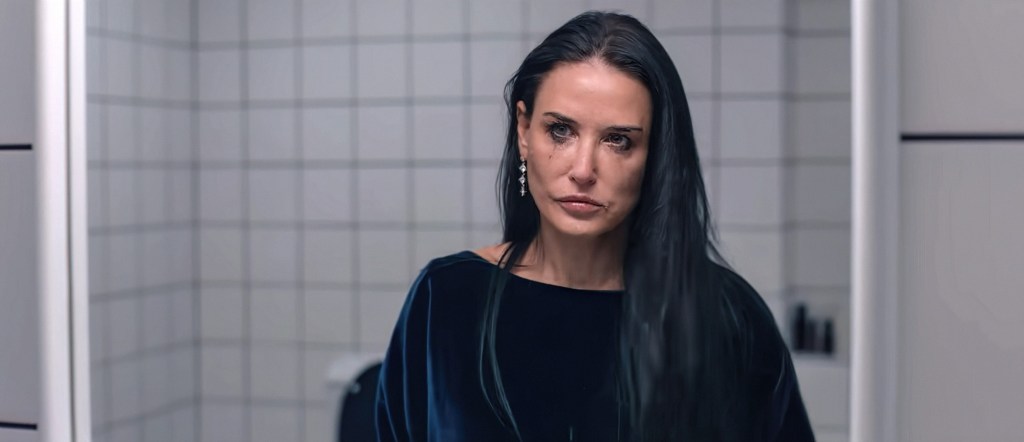 Demi Moore in a scene from the 2024 movie, THE SUBSTANCE. Image courtesy of MUBI/Everett Collection.