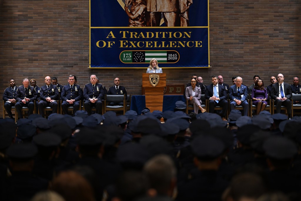 NYPD promotion ceremony with Police Commissioner Jessica Tisch.