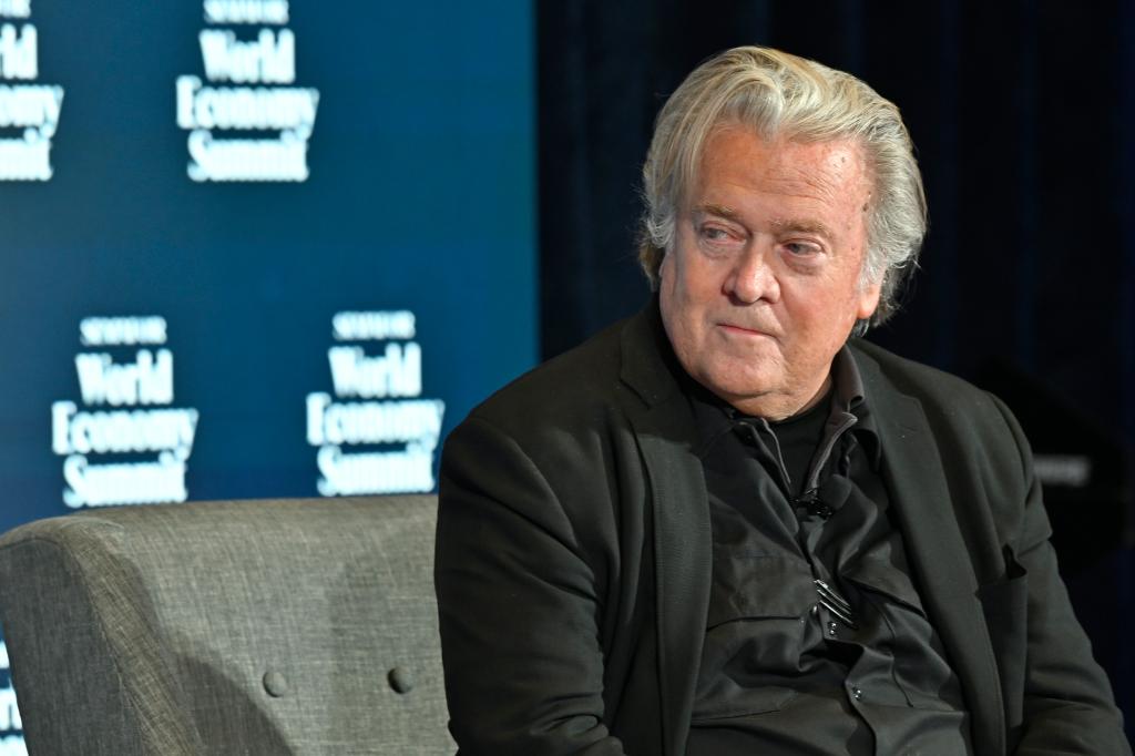 Steve Bannon speaks on stage during The Semafor 2025 World Economy Summit on April 23, 2025, in Washington, DC.