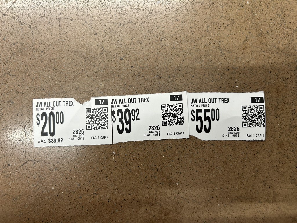 The price of a "Jurassic World" T. rex toy at Walmart rose from $39.92 on April 27 to $55 by May 21 -- an increase of nearly 38%.